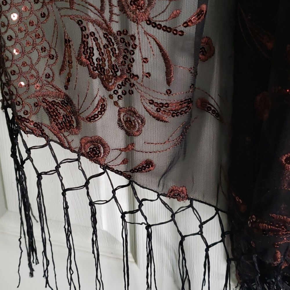 sequined tulle flapper shawl